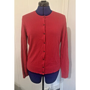 NWT Ann Taylor Fuschia Cardigan Large Cotton Blend Grandmacore